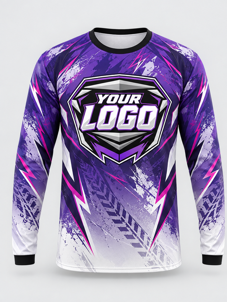 Violet Tread Fade Custom Dirt Bike Jersey - front view