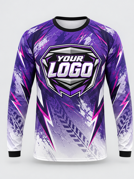 Violet Tread Fade Custom Dirt Bike Jersey - front view
