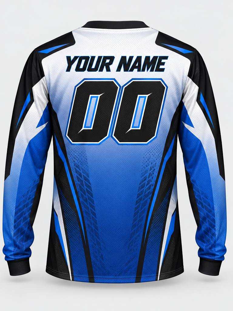 Sapphire Panel Flow Custom Dirt Bike Jersey - back view