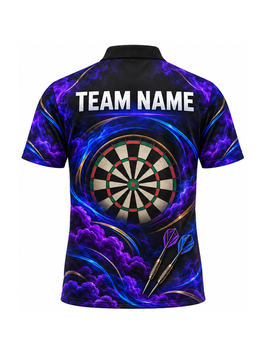 Violet Bronze Bull custom Darts team shirt - back team name preview