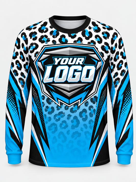 Azure Leopard Custom Dirt Bike Jersey - front view
