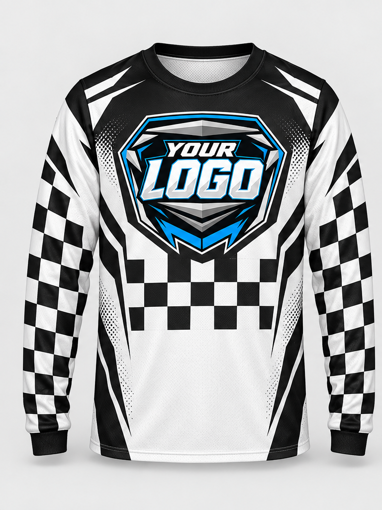 Monochrome Checks Custom Dirt Bike Jersey - front view