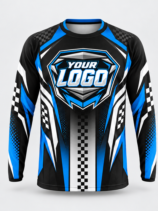 Cyan Finish Line Custom Dirt Bike Jersey - front view