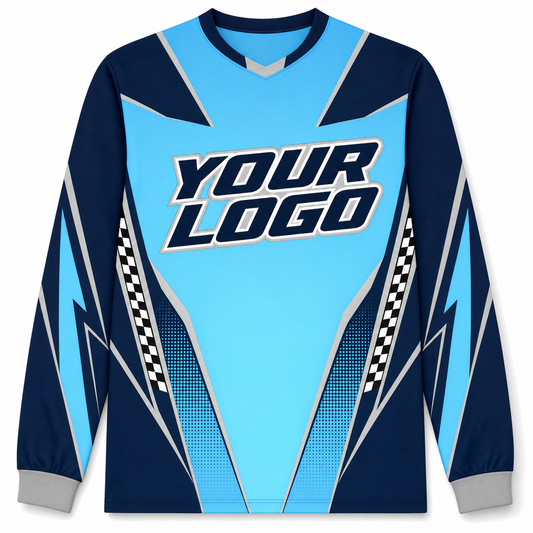 Altitude Team Jersey, front, colour-blocked BMX race jersey with YOUR LOGO placeholder