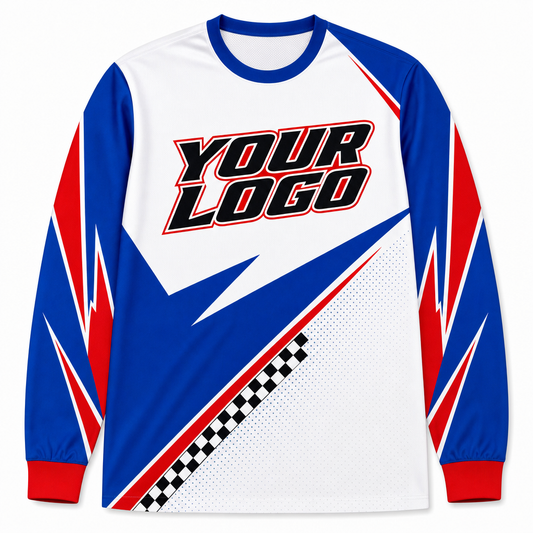 Aurora Team Jersey, front, colour-blocked BMX race jersey with YOUR LOGO placeholder