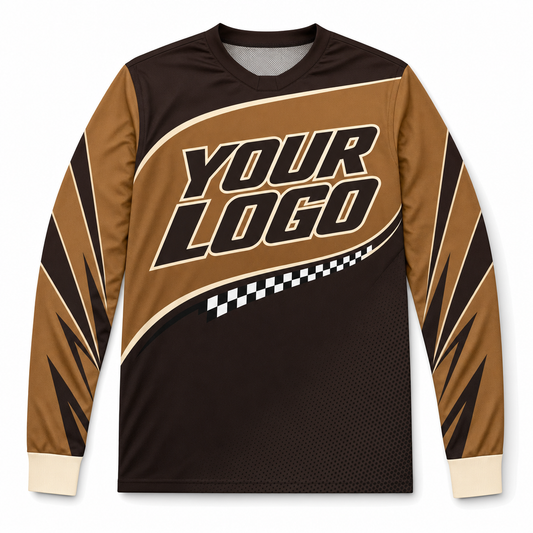 Bronze Team Jersey, front, colour-blocked BMX race jersey with YOUR LOGO placeholder