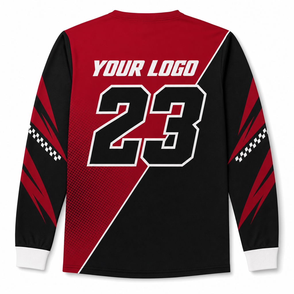 Crimson Team Jersey, back, showing rider number placement
