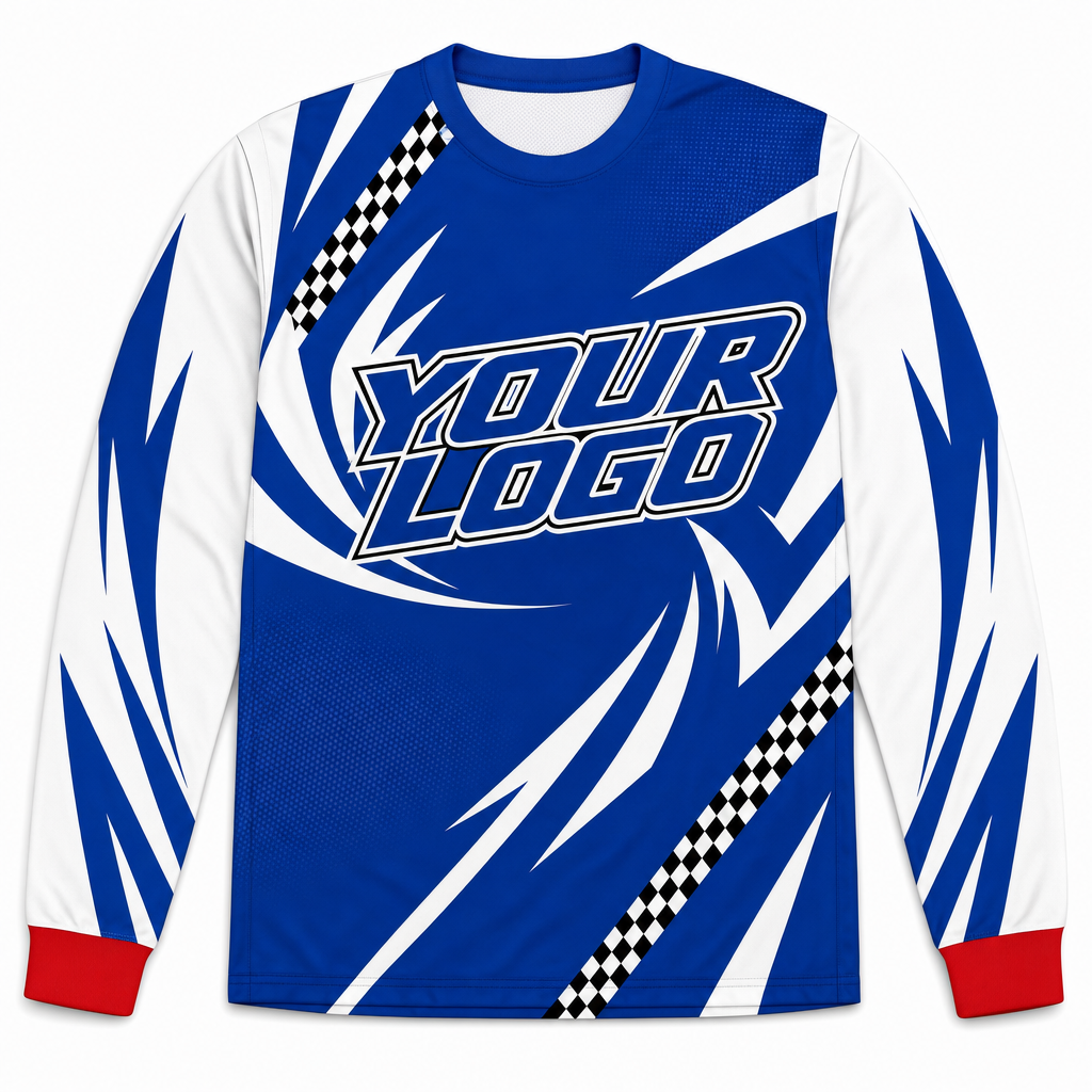 Cyclone Team Jersey, front, colour-blocked BMX race jersey with YOUR LOGO placeholder