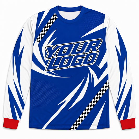 Cyclone Team Jersey, front, colour-blocked BMX race jersey with YOUR LOGO placeholder