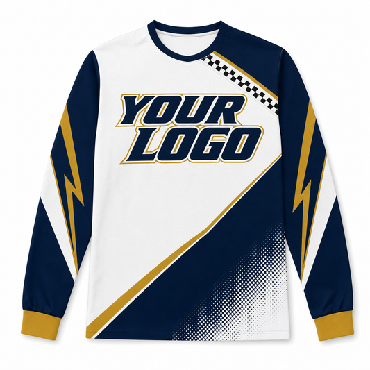 Fairway Team Jersey, front, colour-blocked BMX race jersey with YOUR LOGO placeholder