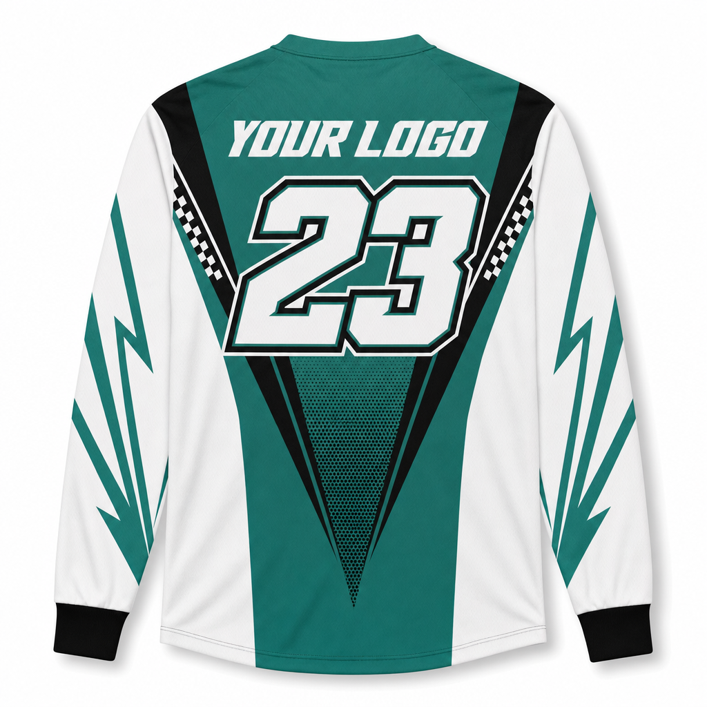 Jade Team Jersey, back, showing rider number placement