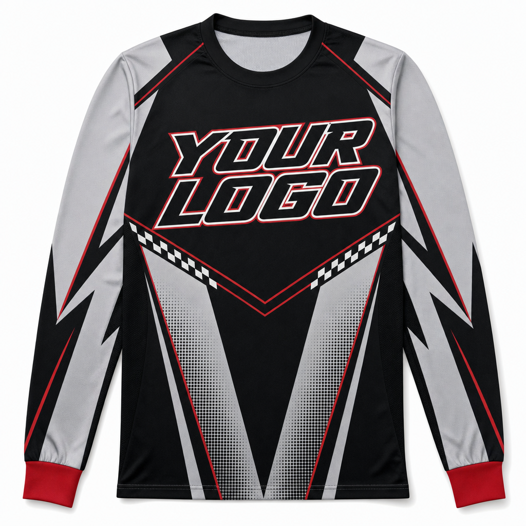 Onyx Team Jersey, front, colour-blocked BMX race jersey with YOUR LOGO placeholder