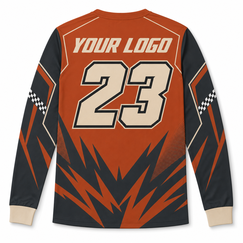 Rust Team Jersey, back, showing rider number placement