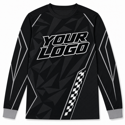 Shadow Team Jersey, front, colour-blocked BMX race jersey with YOUR LOGO placeholder
