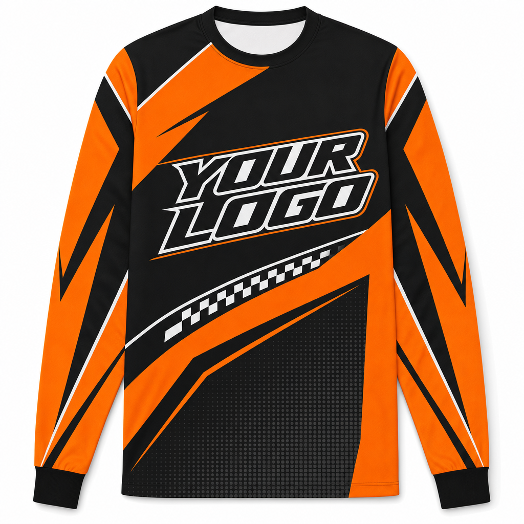 Strike Team Jersey, front, colour-blocked BMX race jersey with YOUR LOGO placeholder