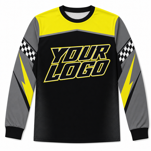 Sulphur Team Jersey, front, colour-blocked BMX race jersey with YOUR LOGO placeholder