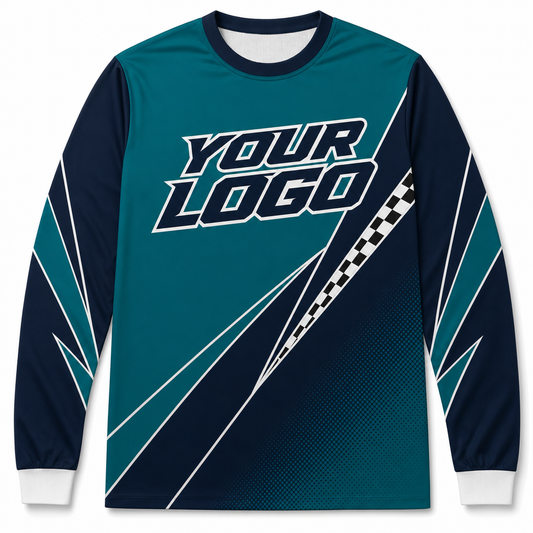 Tidal Team Jersey, front, colour-blocked BMX race jersey with YOUR LOGO placeholder