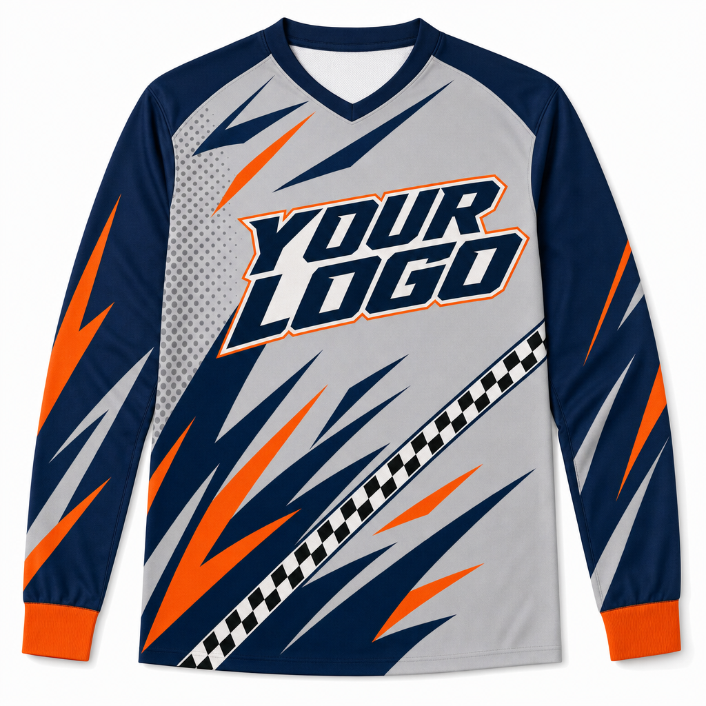 Titan Team Jersey, front, colour-blocked BMX race jersey with YOUR LOGO placeholder