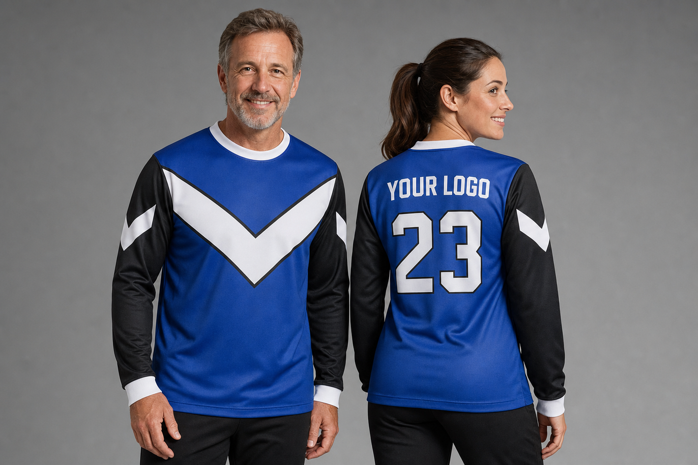Front and back of the Cobalt team jersey showing logo and number placement