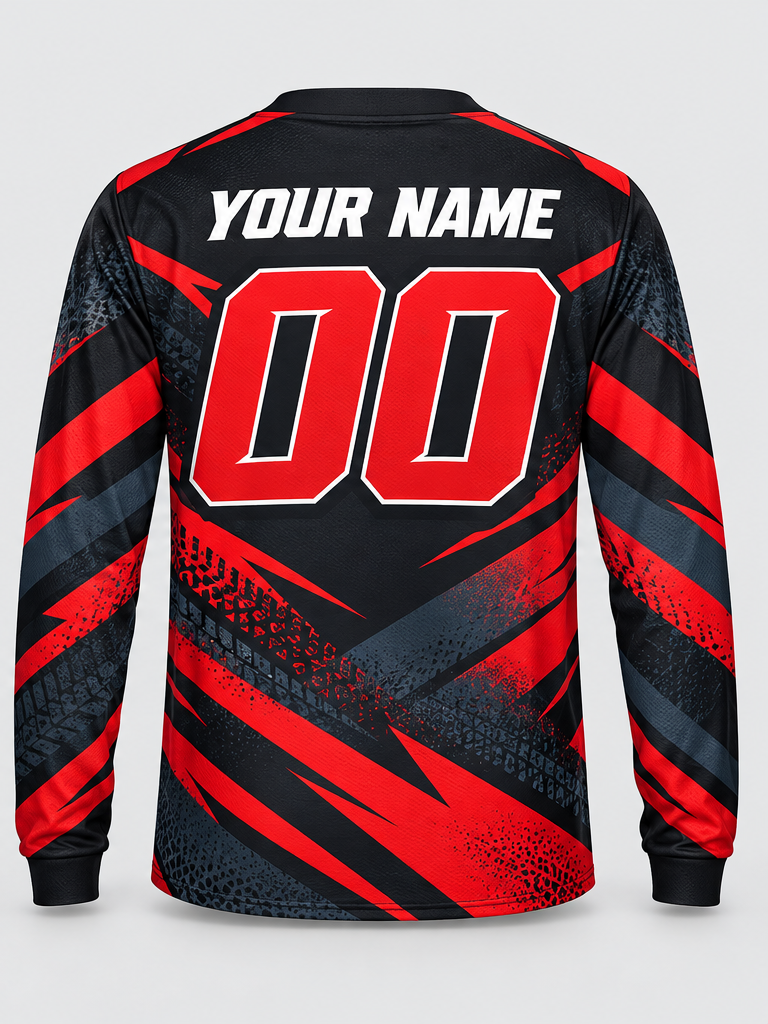 Crimson Diagonal Rush Custom Dirt Bike Jersey - back view