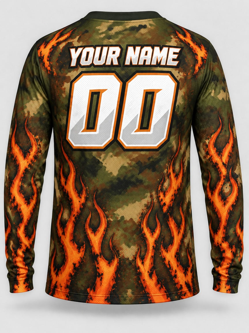 Olive Burn custom motocross jersey - back view
