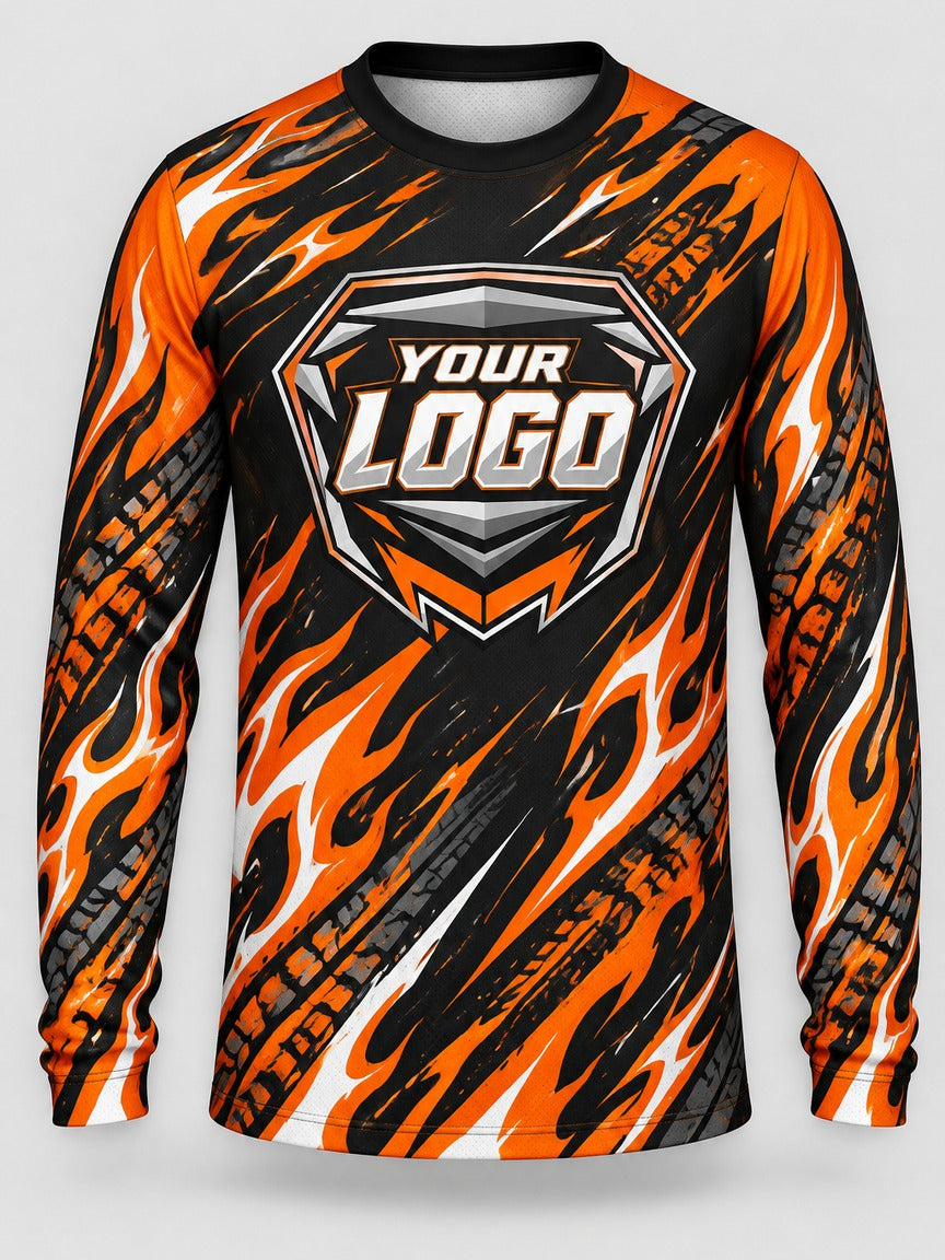 Orange Burnout custom motocross jersey - front view