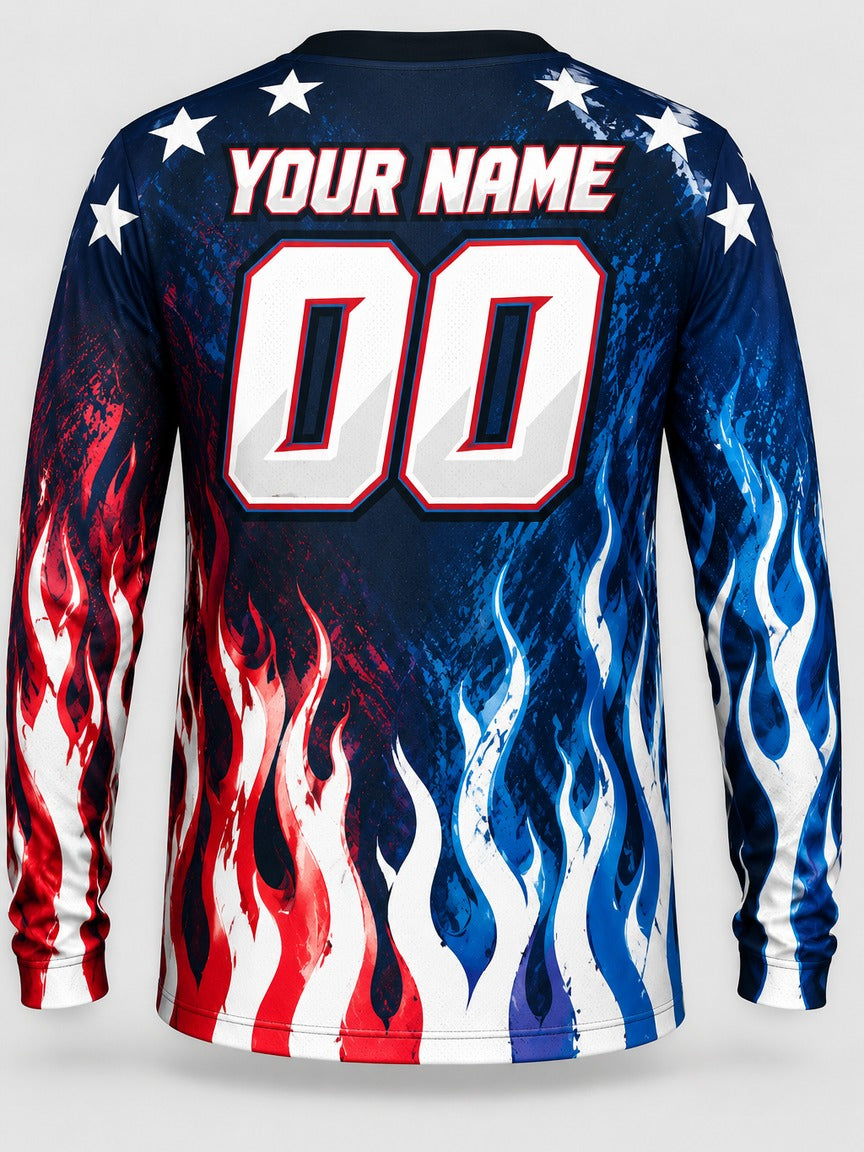 Patriot Flames custom motocross jersey - back view