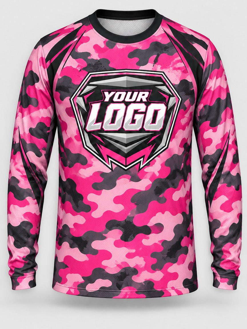 Pink Camo custom motocross jersey - front view