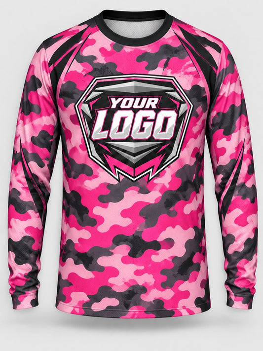 Pink Camo custom motocross jersey - front view