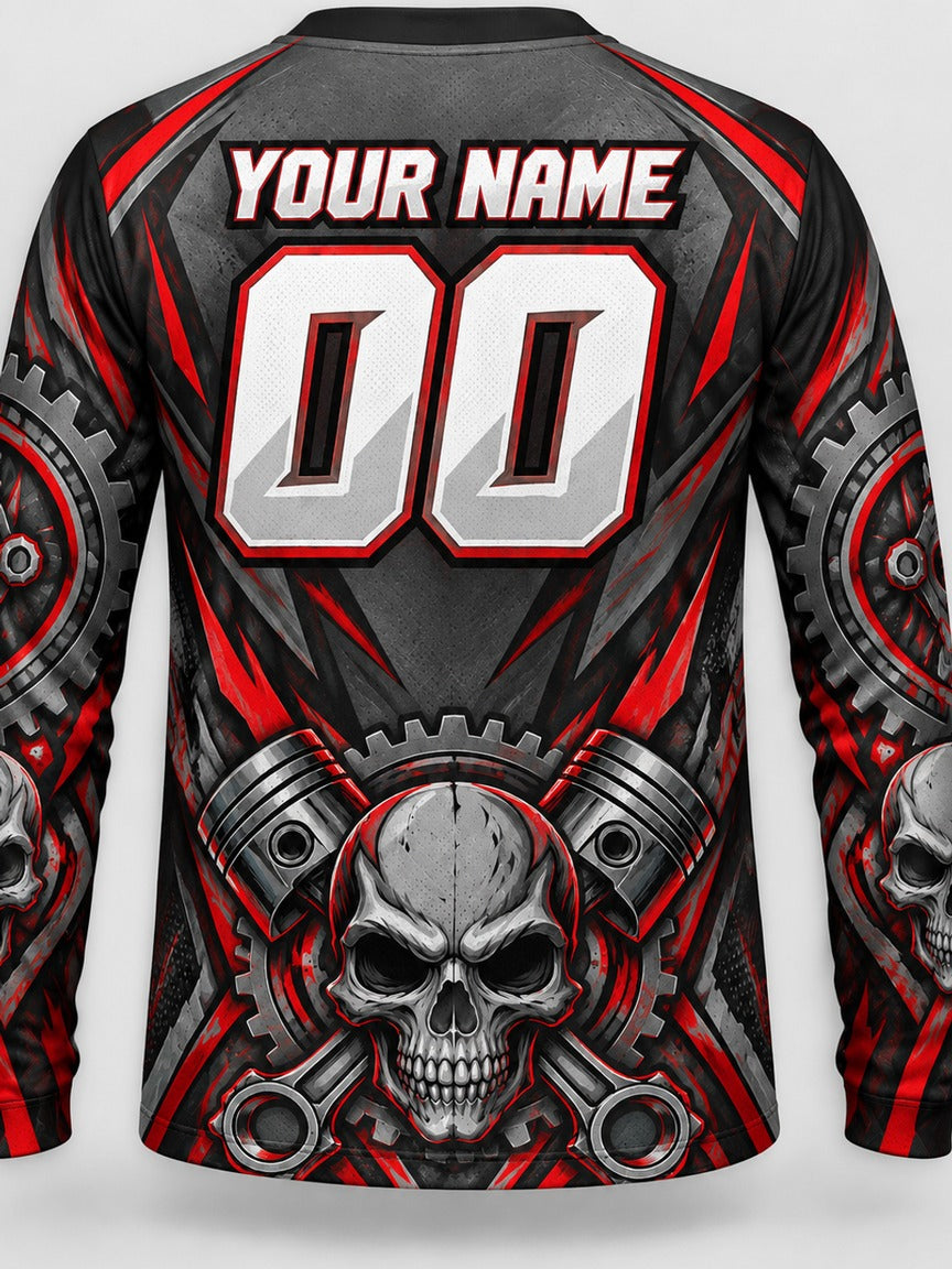 Piston Skull custom motocross jersey - back view