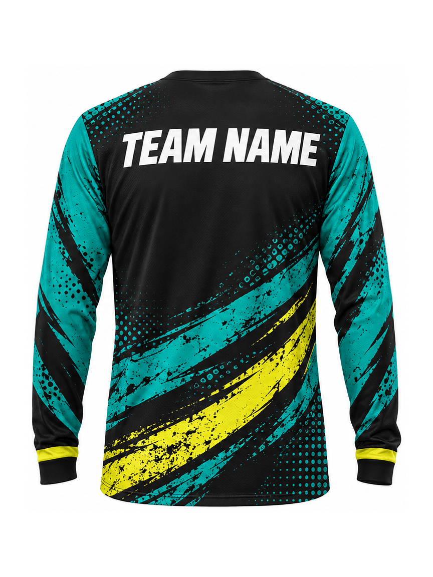Teal Rally Swerve custom Motocross team shirt - back team name preview