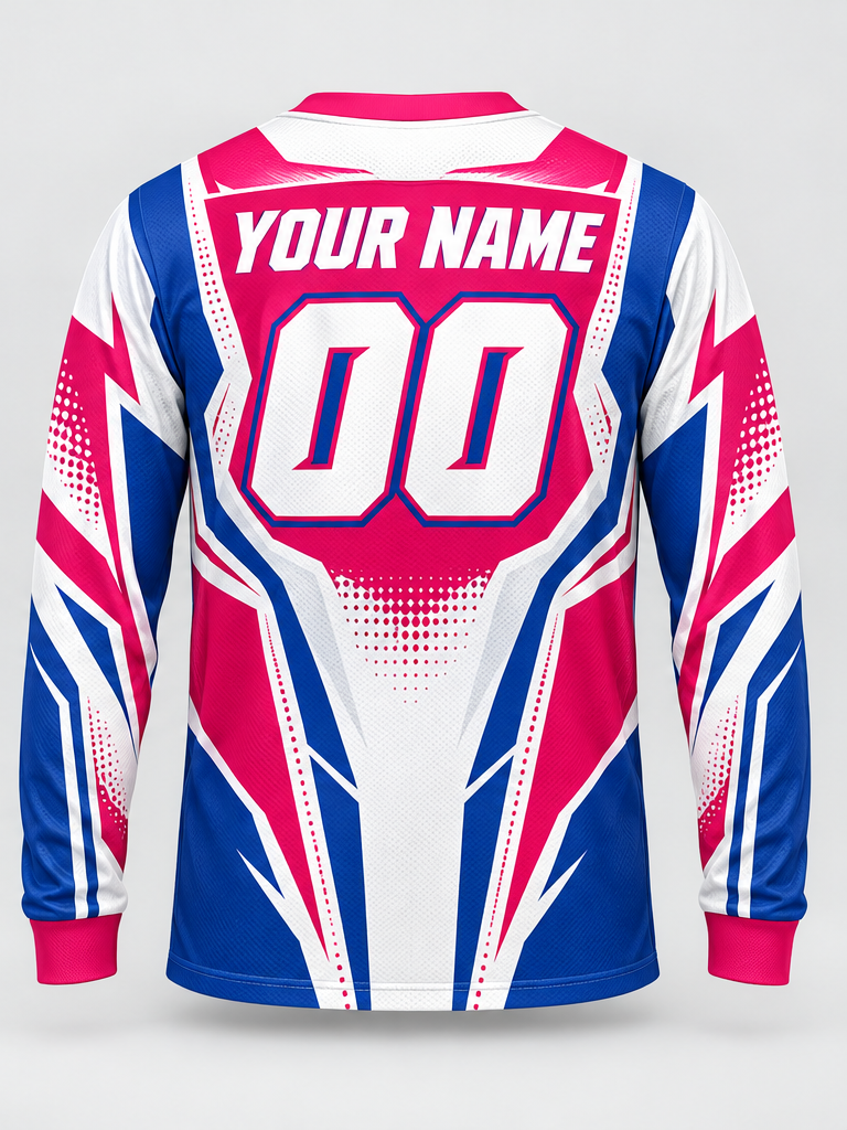 Pink Bluecrest Custom Dirt Bike Jersey - back view