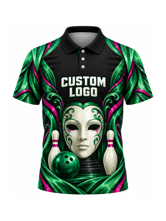 Emerald Mask Theatercourt custom Bowling team shirt - front logo preview