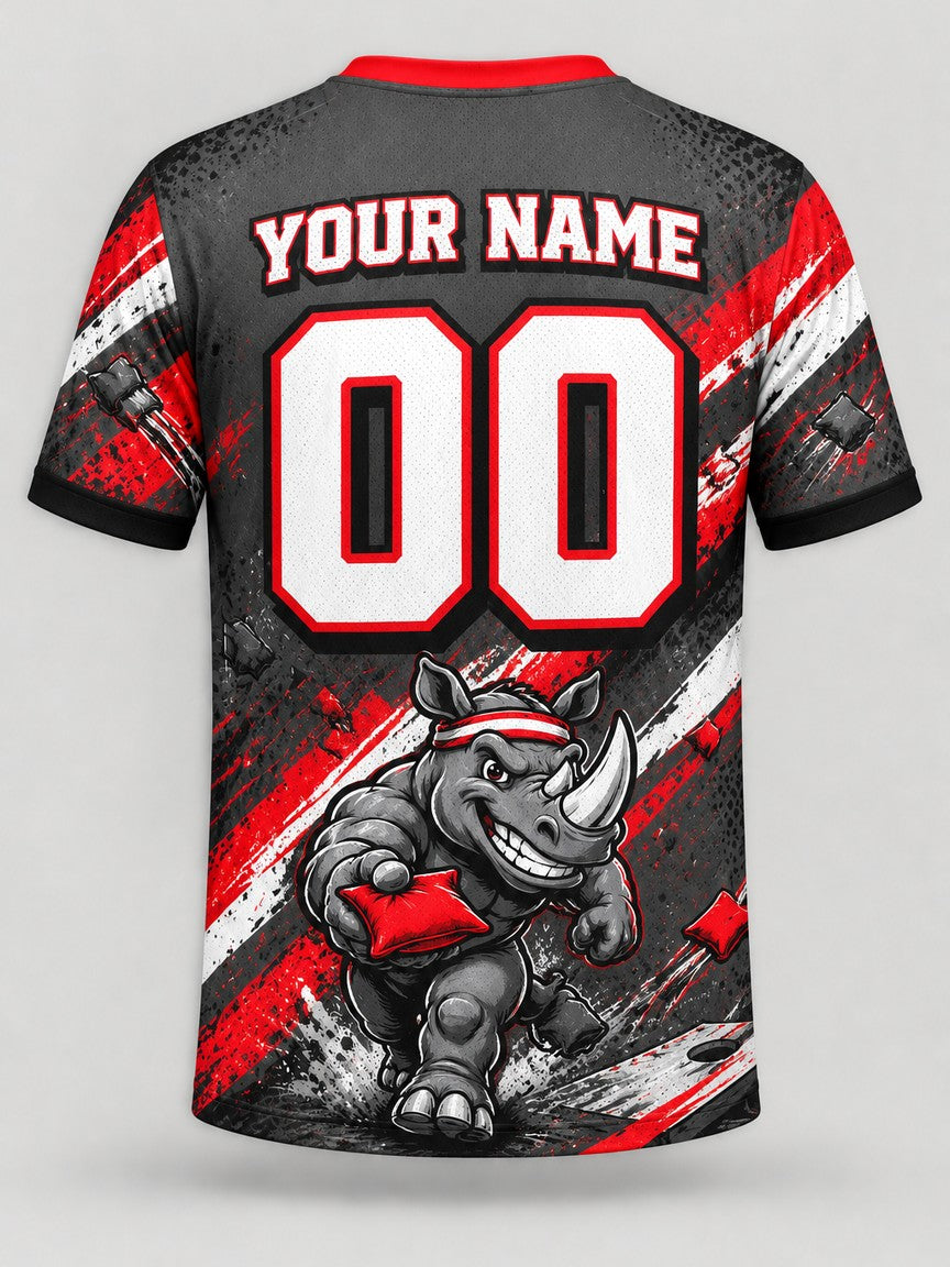 Rhino Rush custom cornhole jersey - back view