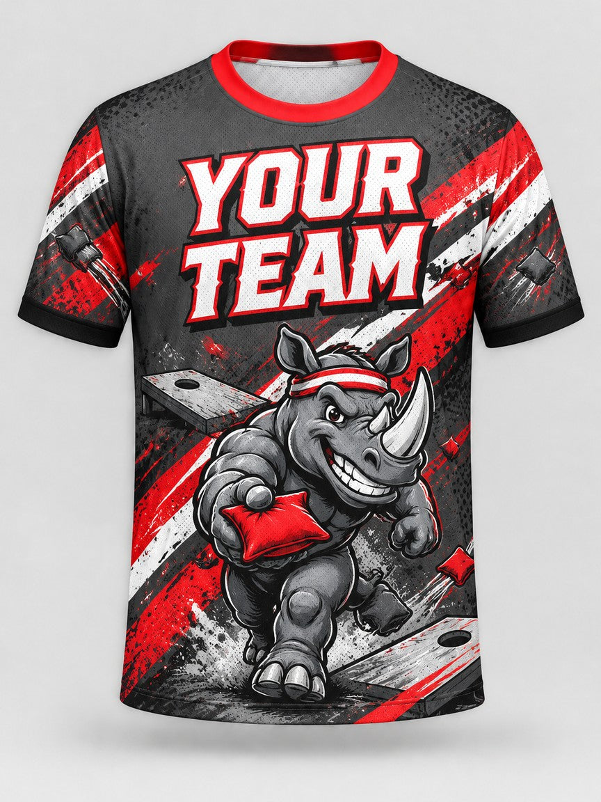 Rhino Rush custom cornhole jersey - front view