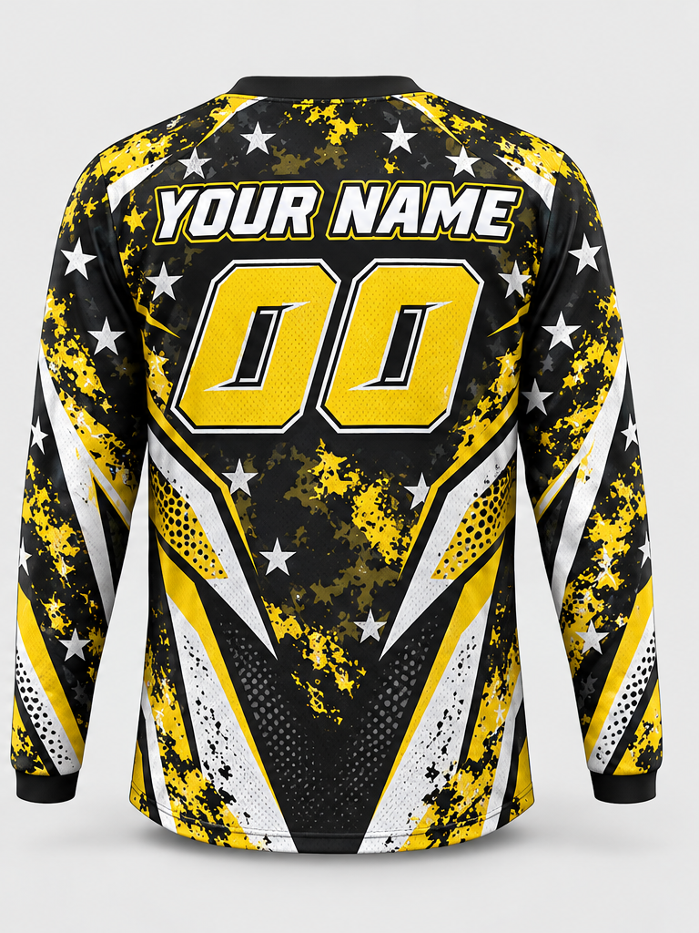 Golden Stars custom motocross jersey - back view