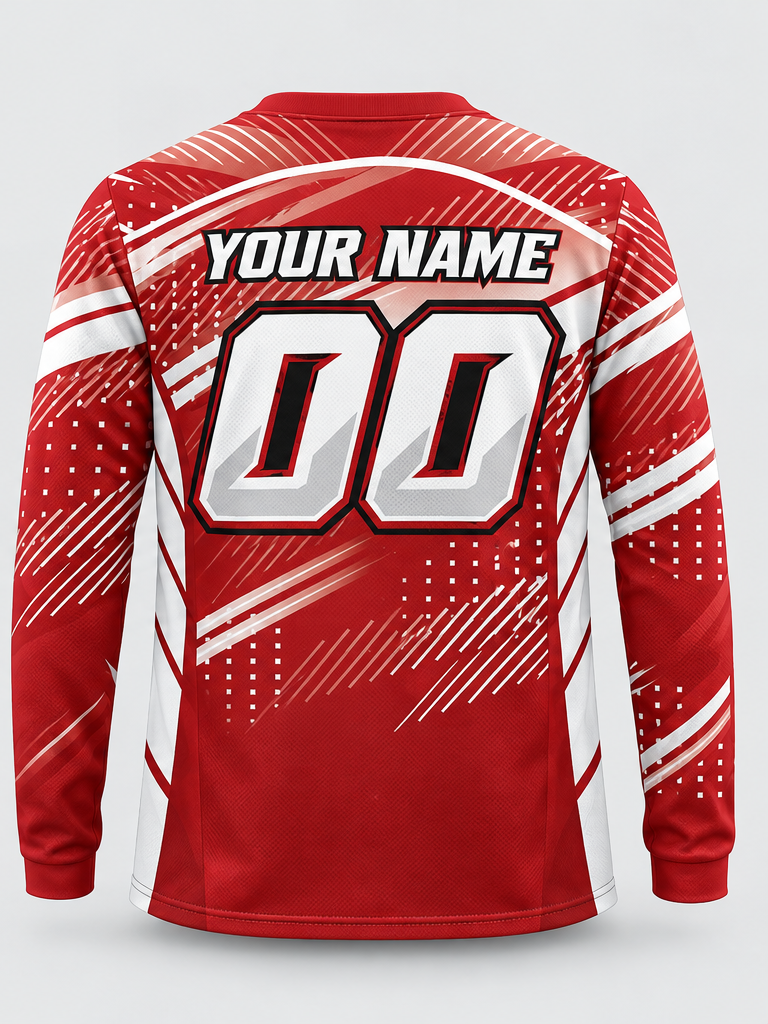 Scarlet Stripe Scatter Custom Dirt Bike Jersey - back view
