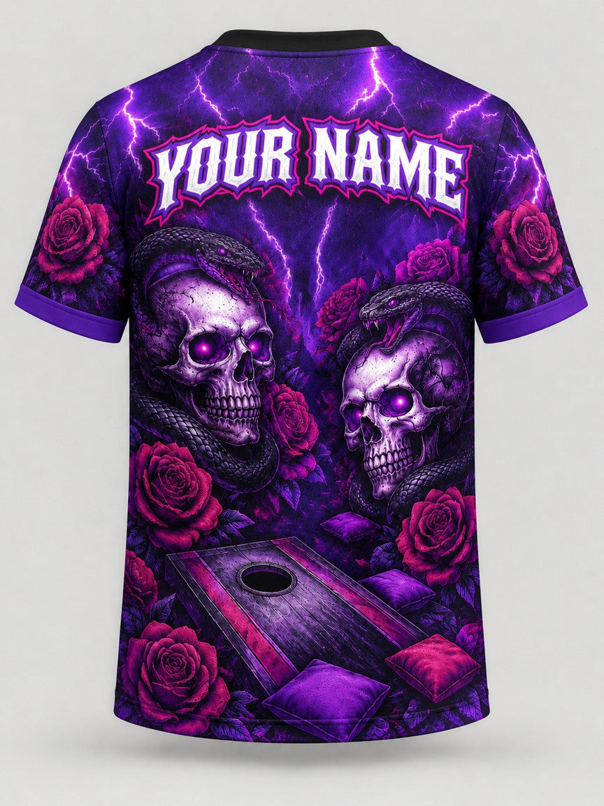 Skull and Roses custom cornhole jersey - back view