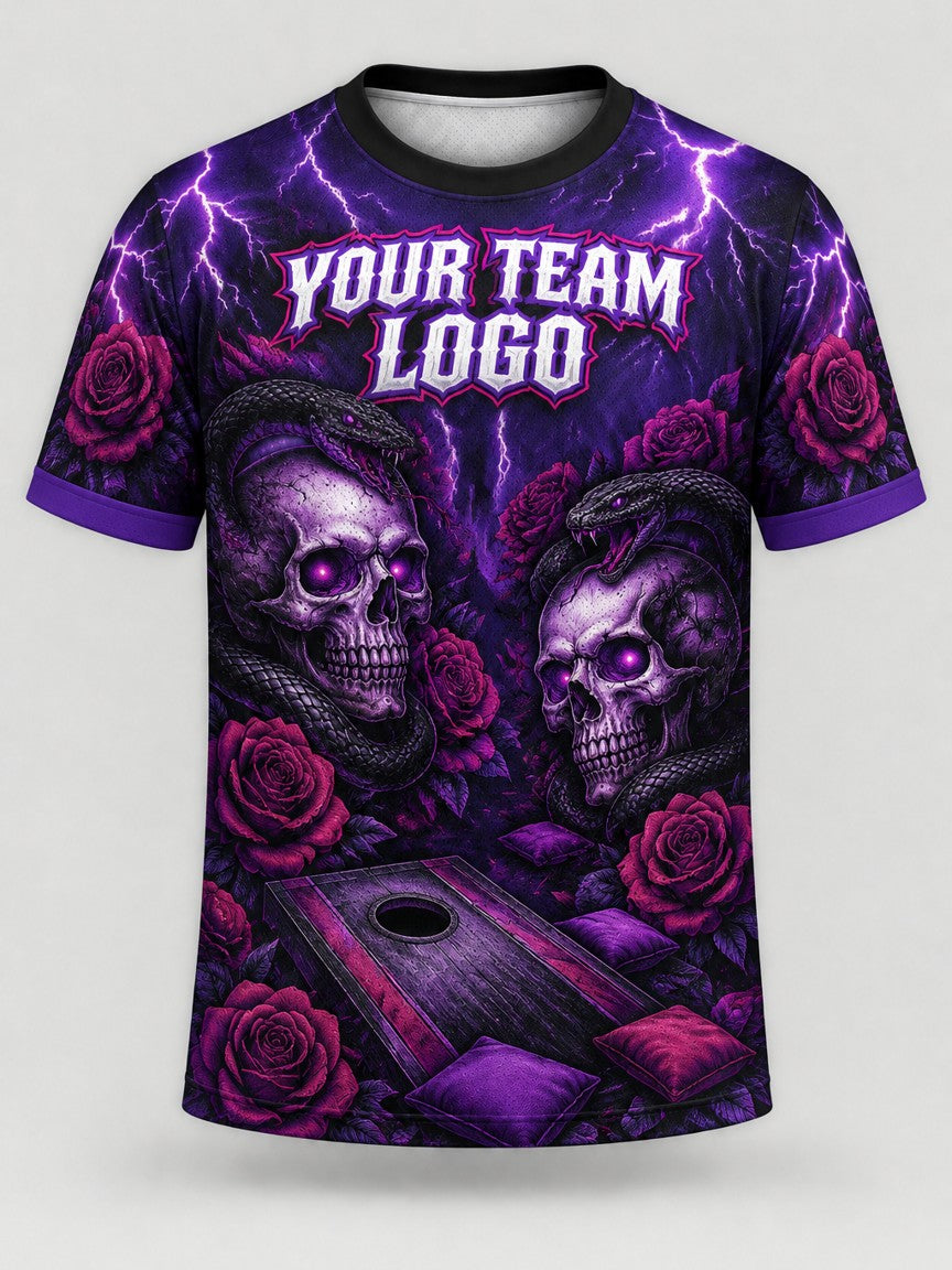 Skull and Roses custom cornhole jersey - front view