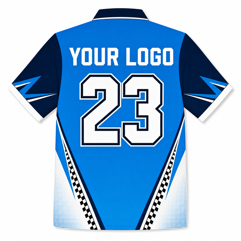 Azure Billiards Shirt, back, showing number placement