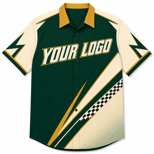 Pine Billiards Shirt, front, colour-blocked with YOUR LOGO placeholder