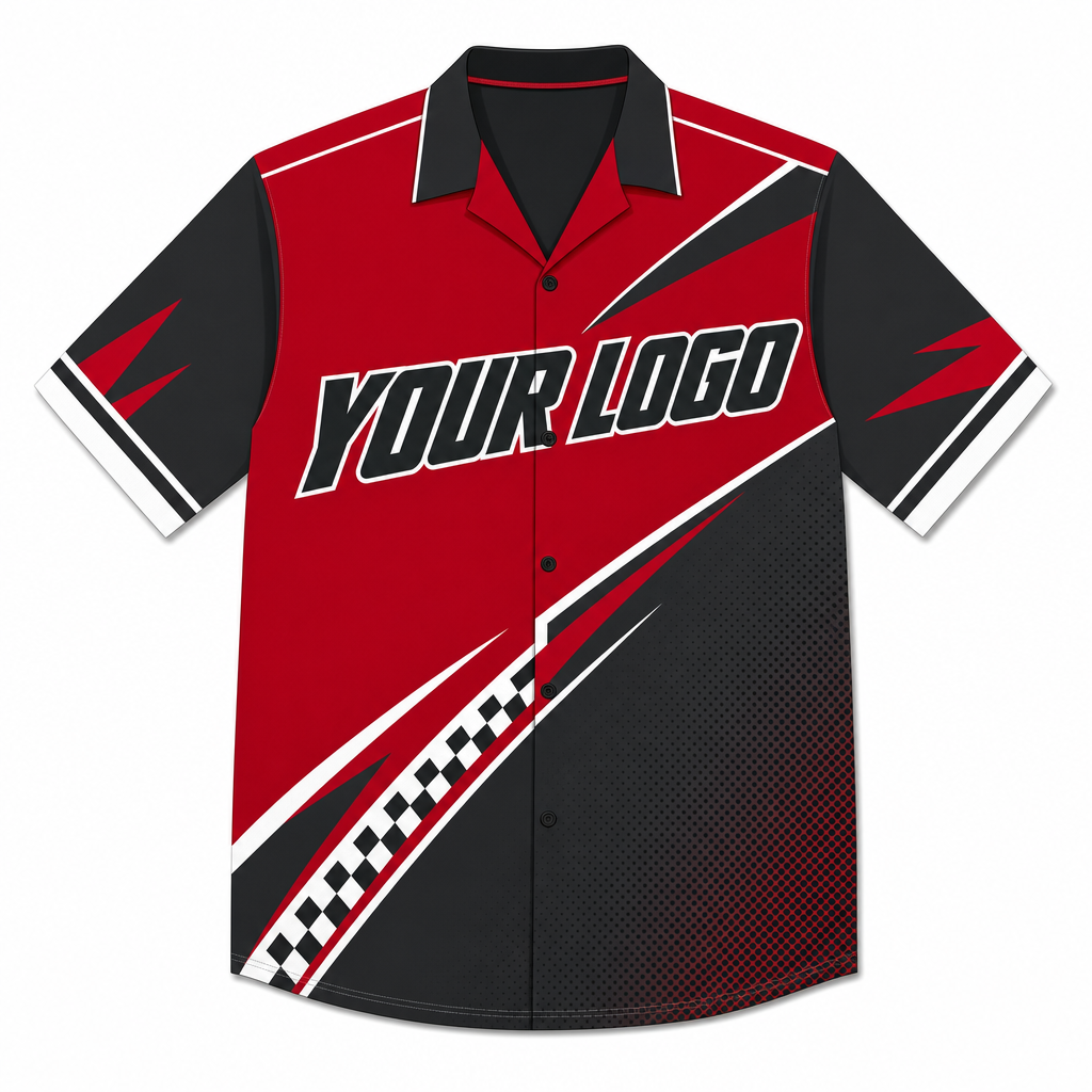 Ruby Billiards Shirt, front, colour-blocked with YOUR LOGO placeholder