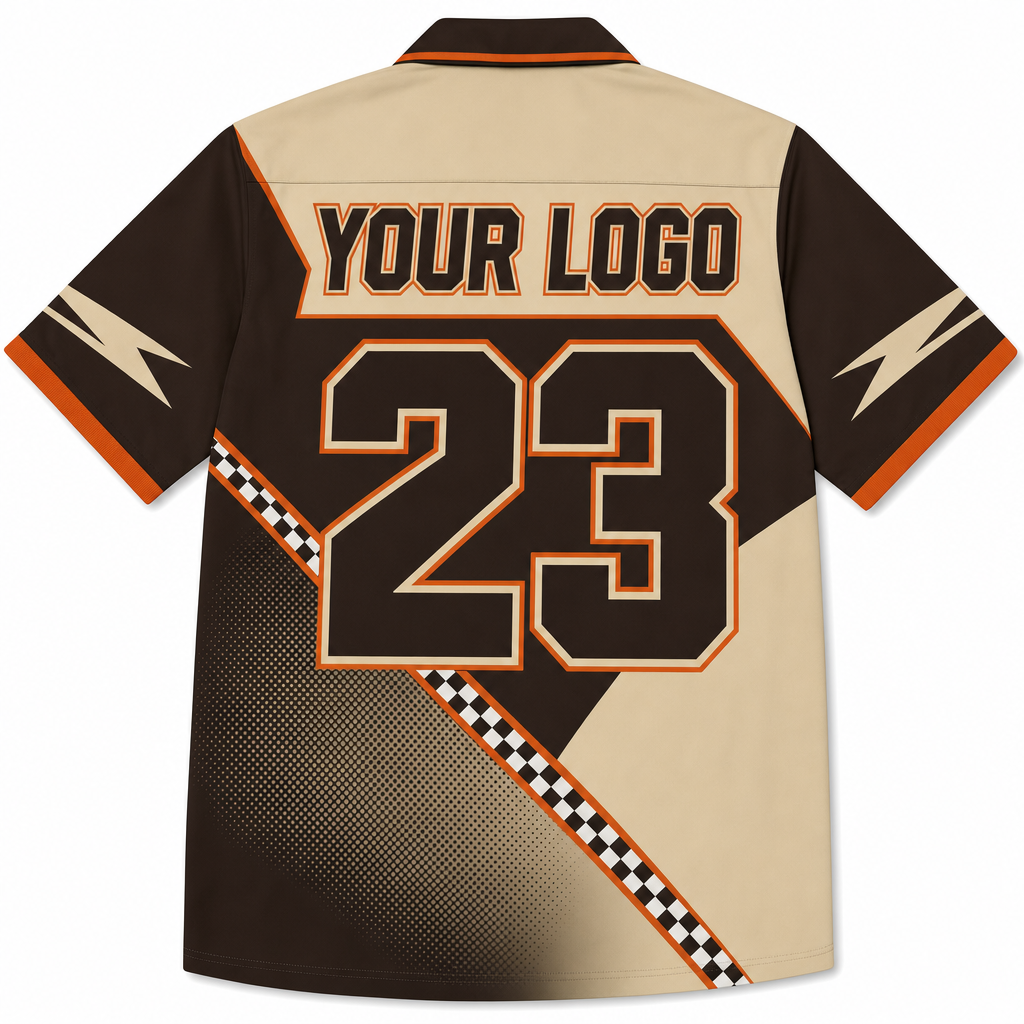 Dune Bowling Shirt, back, showing number placement