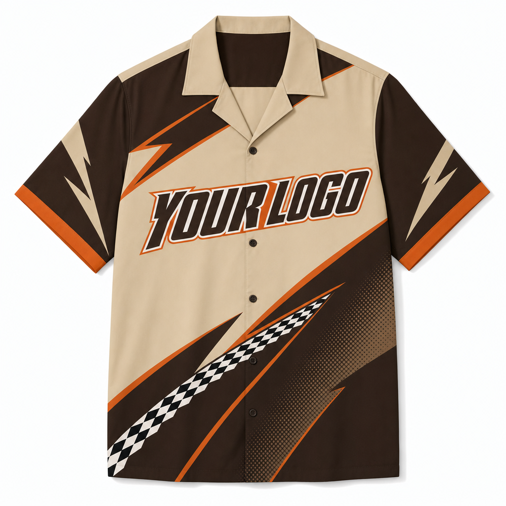 Dune Bowling Shirt, front, colour-blocked with YOUR LOGO placeholder