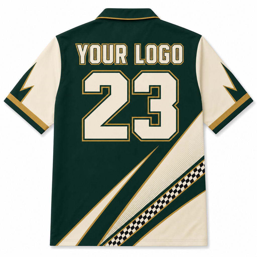 Pine Bowling Shirt, back, showing number placement