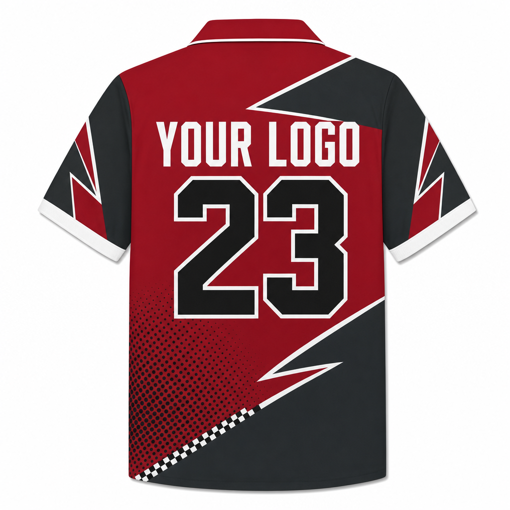 Ruby Bowling Shirt, back, showing number placement