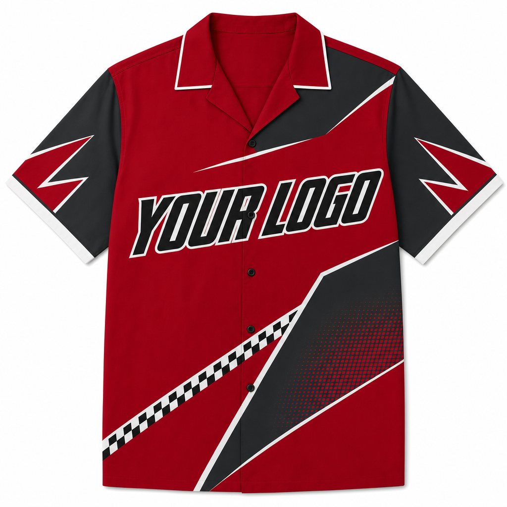 Ruby Bowling Shirt, front, colour-blocked with YOUR LOGO placeholder