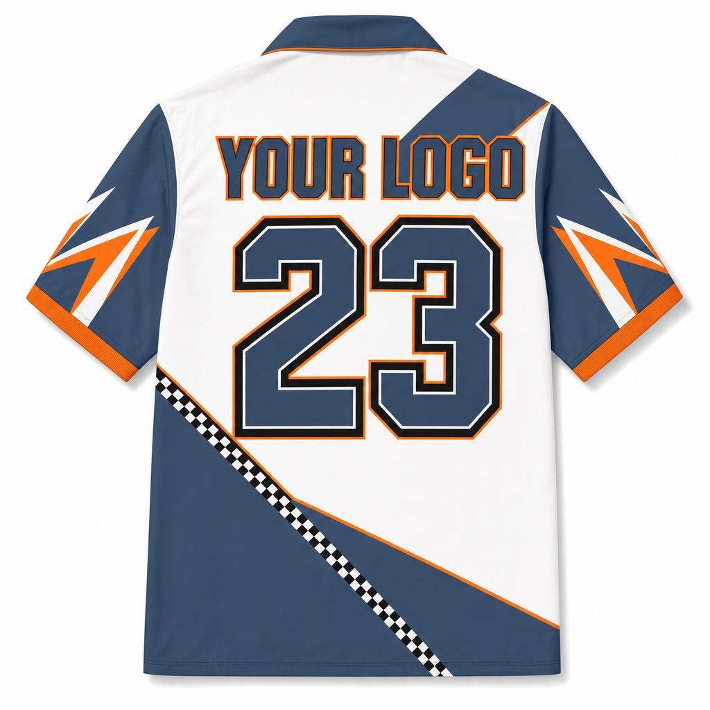 Slate Bowling Shirt, back, showing number placement