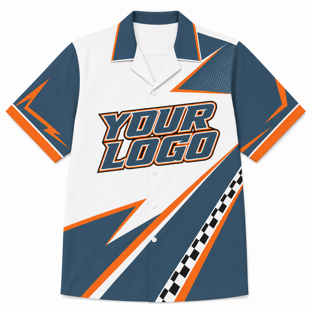 Slate Bowling Shirt, front, colour-blocked with YOUR LOGO placeholder