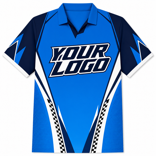 Azure Darts Shirt, front, colour-blocked with YOUR LOGO placeholder